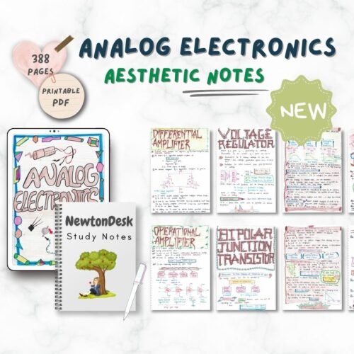 analog electronics aesthetic notes sample 1 in horizontal way on white texture background of newton desk