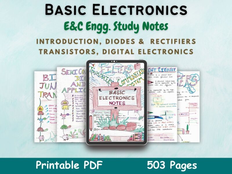 basic electronics aesthetic notes cover or featured image in blue for electrical and computer science engineering program of newton desk
