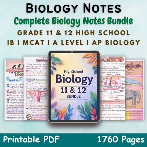 biology aesthetic notes for high school grade 11 and 12 first cover image in blue of newton desk