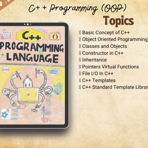 Cpp programming language handwritten aesthetic color notes index or syllabus for USA students