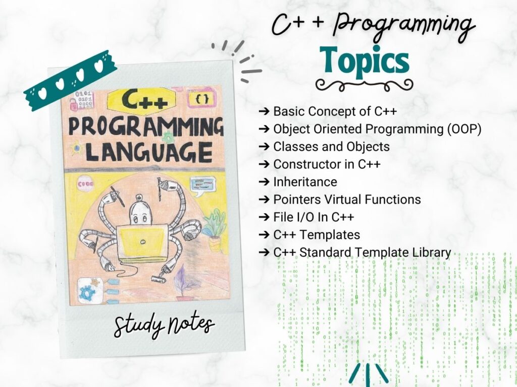C++ Programming Language (OOPs) Aesthetic Study Notes [PDF] - NewtonDesk