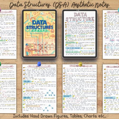 data structures algorithms DSA color handwritten notes samples visible in ipad as goodnotes in aesthetic manner