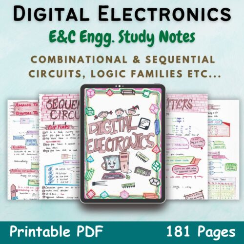 digital electronics aesthetic notes cover or featured image in blue for electrical and computer science program course of newton desk