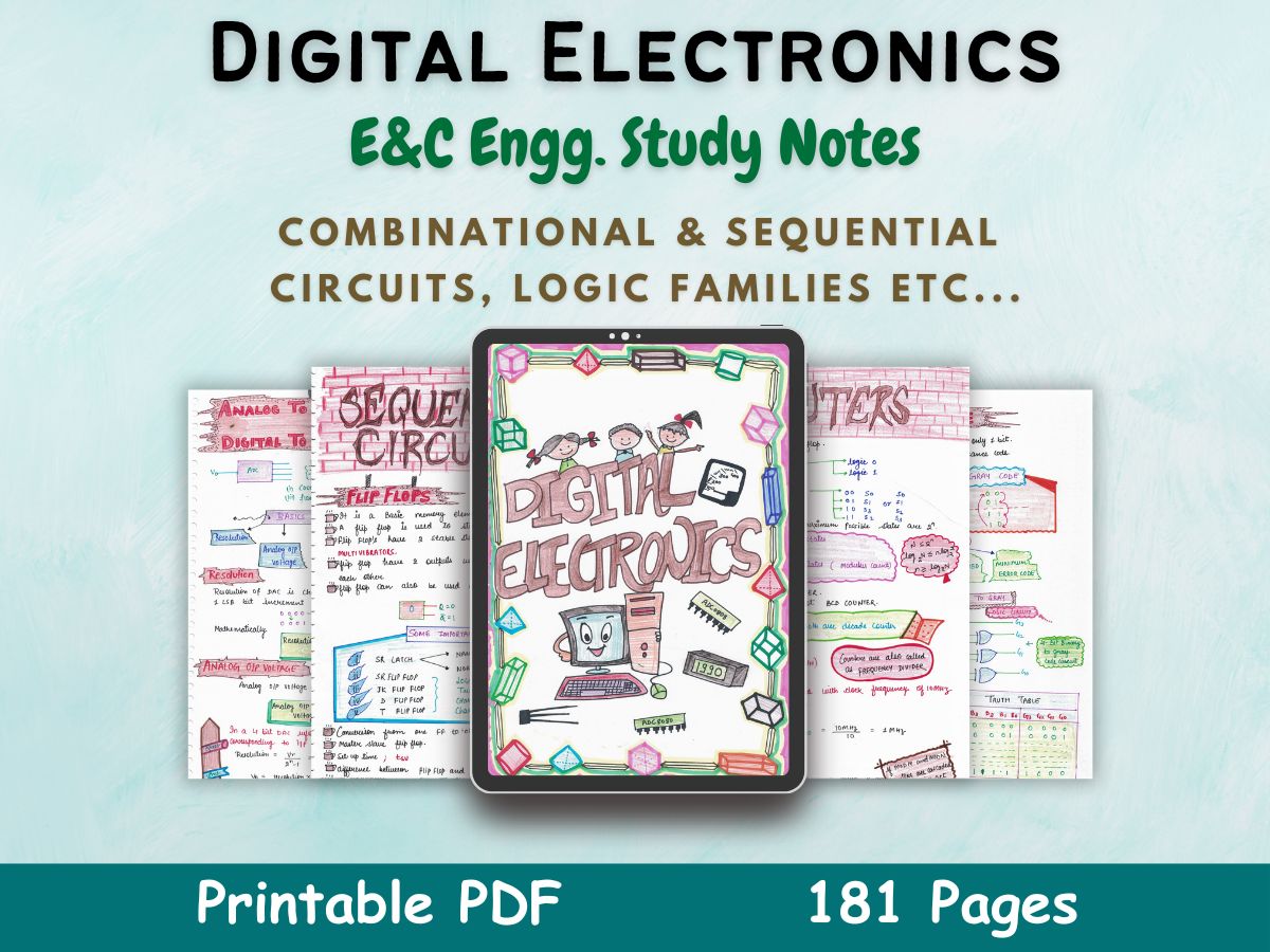 digital electronics aesthetic notes cover or featured image in blue for electrical and computer science program course of newton desk
