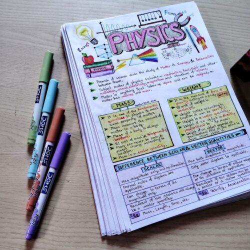 general science physics aesthetic notes sample 5 include photo of physical copy