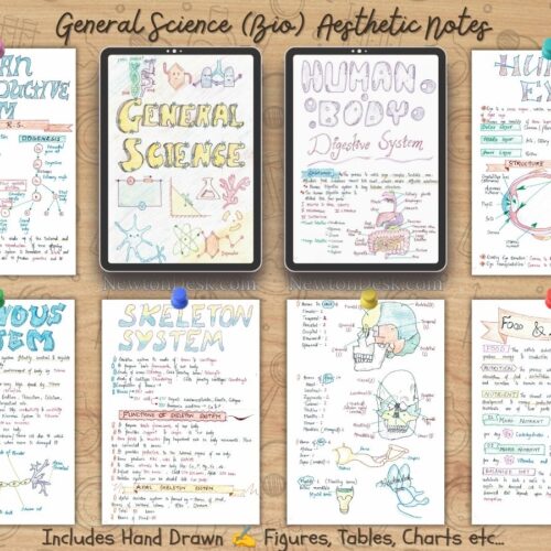 general science biology color handwritten aesthetic notes sample pages visible on ipad as goodnotes, specially for USA high school grade 9 and 10 GCSE