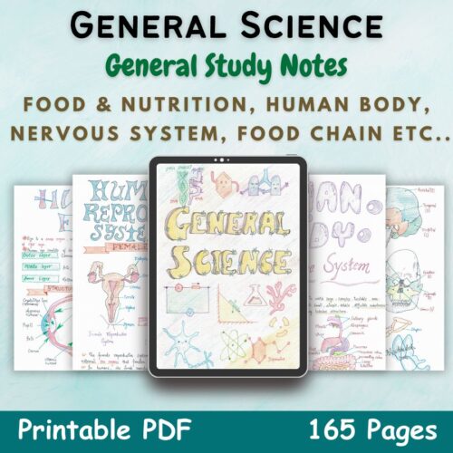 general science biology aesthetic notes first cover image in blue of newton desk