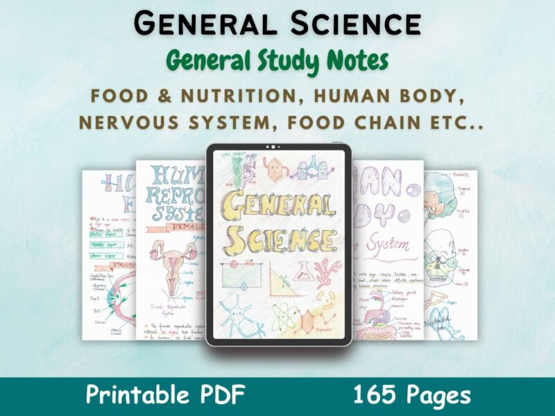 general science biology aesthetic notes first cover image in blue of newton desk