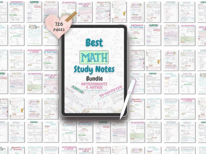 Mathematics aesthetic notes sample 2 with multiple small notes pages texture newton desk