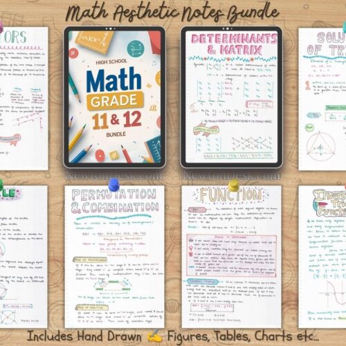 math color handwritten aesthetic notes pdf sample pages visible on ipad as goodnotes, specially for USA A Level high school math grade 11 and 12