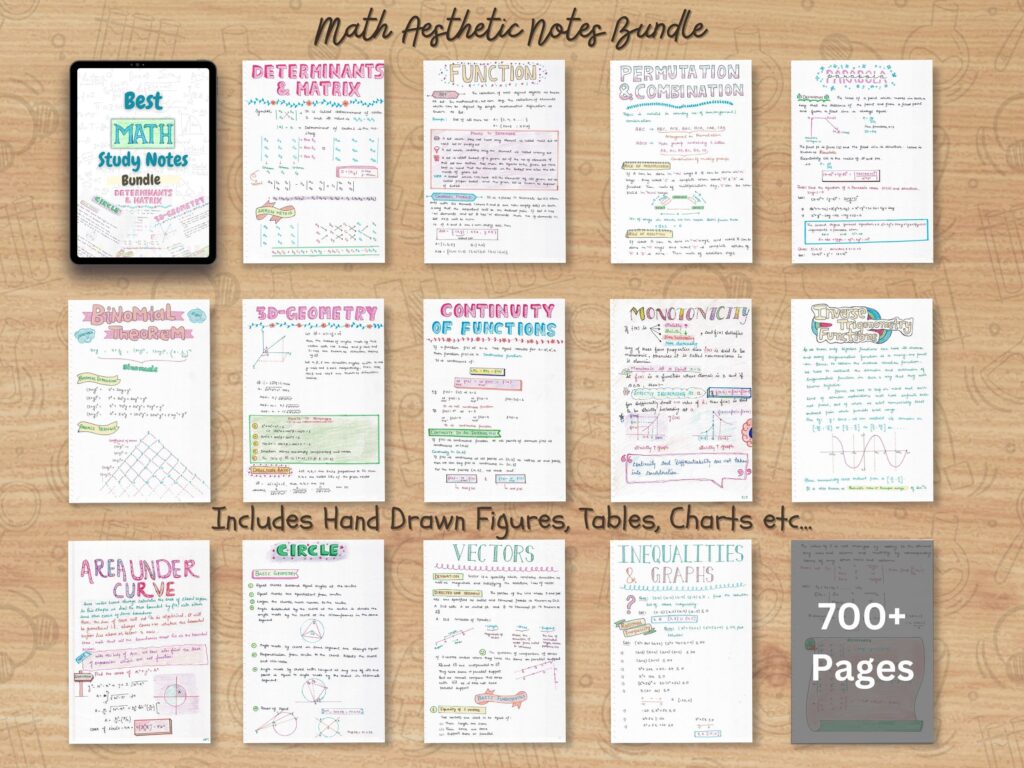 Math (Mathematics) Aesthetic Notes PDF Bundle | for High School Grade ...