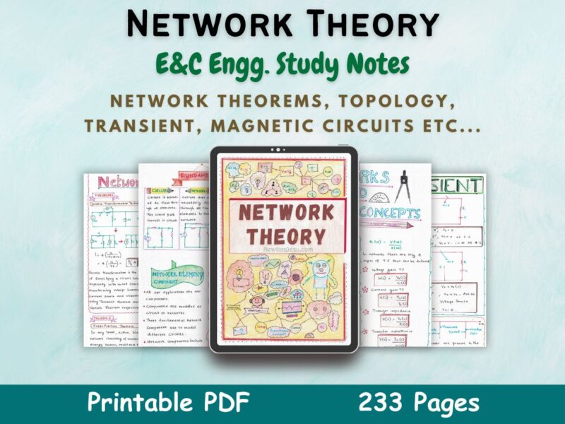 network theory aesthetic notes cover or featured image in blue for electrical and electronics program course of newton desk