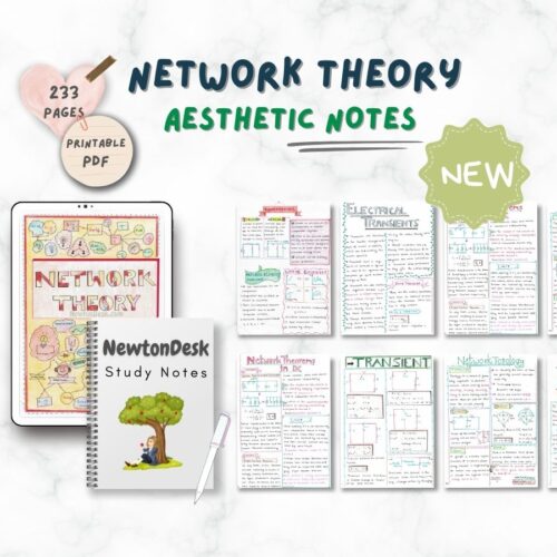 network theory aesthetic notes sample 1 in horizontal way on white texture background of newton desk