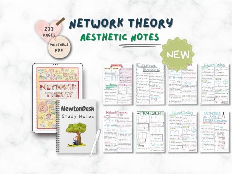 network theory aesthetic notes sample 1 in horizontal way on white texture background of newton desk