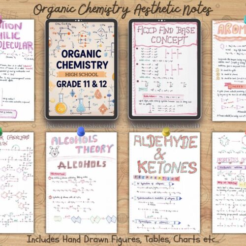 Sample of handwritten Physical Chemistry notes showing clear handwriting and diagram with neat reactions and mechanism for AP chemistry students, sample visible on ipad as goodnotes in creative way