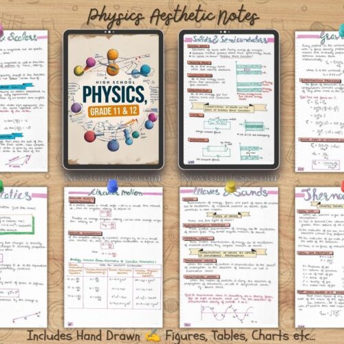 A Level physics grade 11 and 12 aesthetic handwritten notes PDF samples