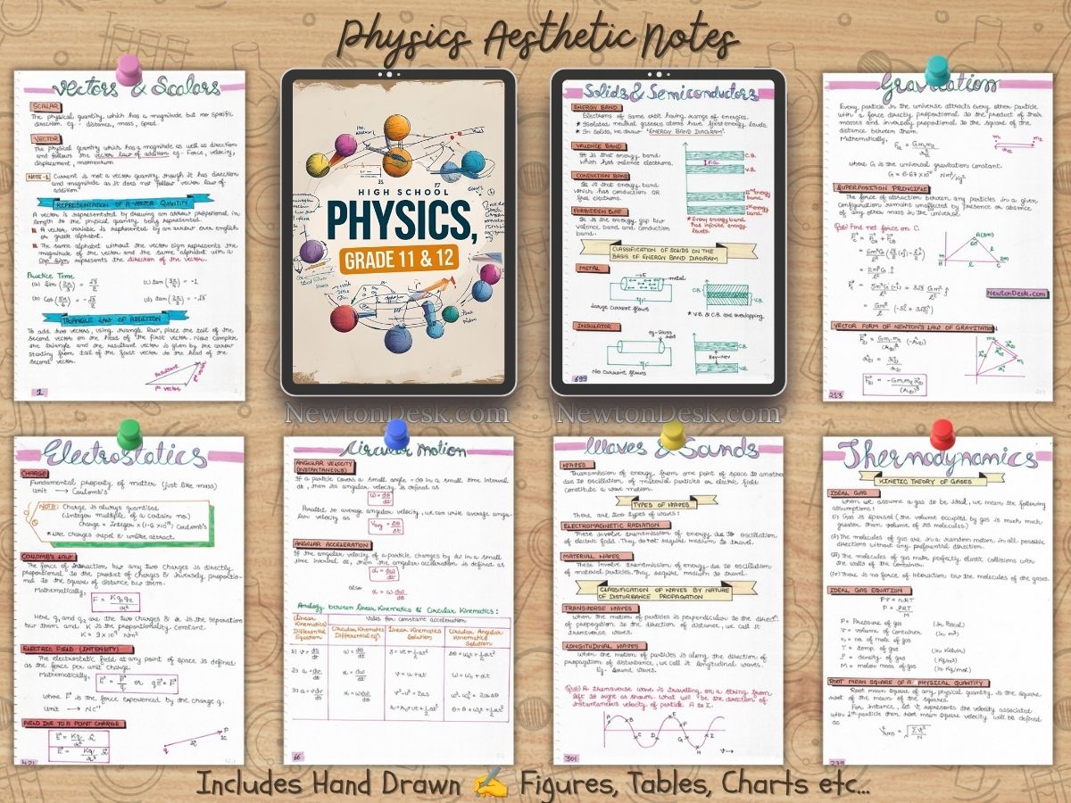 A Level physics grade 11 and 12 aesthetic handwritten notes PDF samples