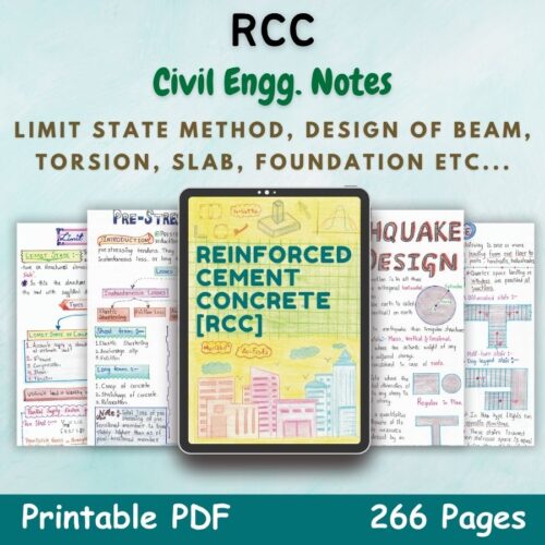 rcc aesthetic notes cover or featured image in blue for civil and structural engineering program course of newton desk