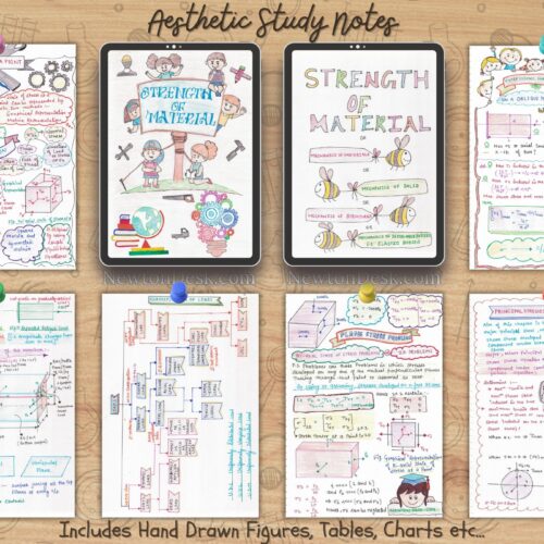 strength of materials or mechanics of solids aesthetic notes samples image in brown for bachelor of civil and mechanical engineering, FE / PE Exam
