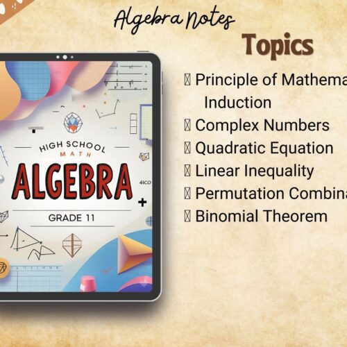 Algebra math handwritten aesthetic notes pdf index or syllabus for United states high school a level and AP Math student