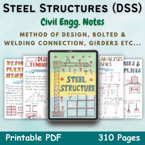 design of steel structures DSS aesthetic notes cover or featured image in blue for civil and structural engineering of newton desk