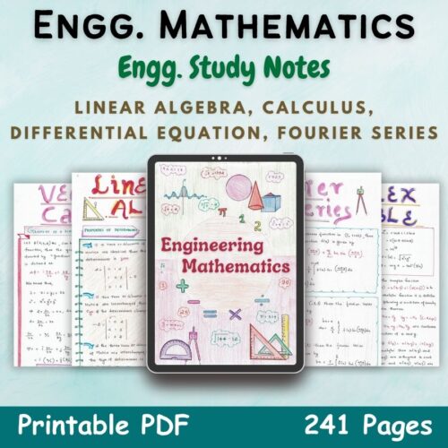 engineering mathematics aesthetic notes cover or featured image in blue for all engineering courses of newton desk