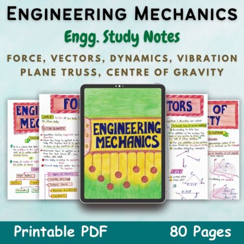 engineering mechanics aesthetic notes cover or featured image in blue for civil engineering of newton desk