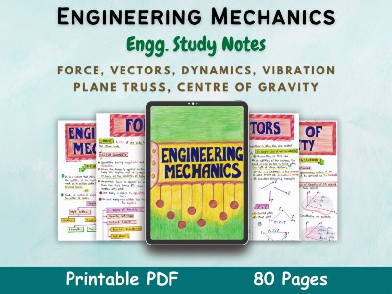 engineering mechanics aesthetic notes cover or featured image in blue for civil engineering of newton desk