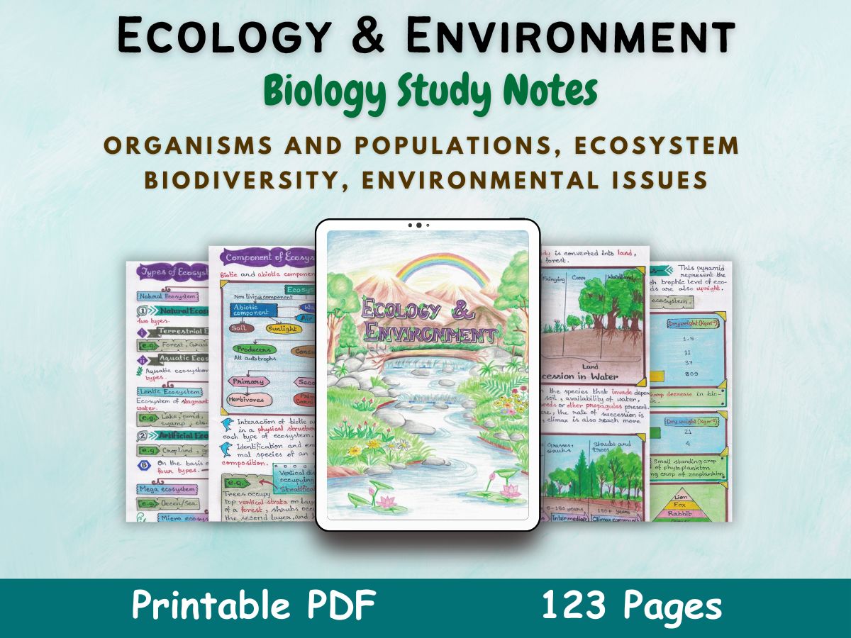 ecology and environment biology aesthetic notes for high school grade 12 first cover image in blue of newton desk