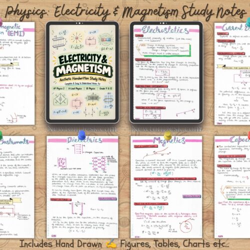 electricity and magnetism notes samples visible on ipads