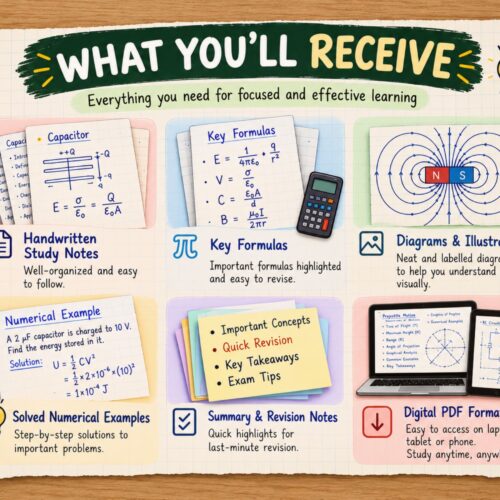 its an information about what user get after these physics electricity and magnetism notes pdf, include 210 pages, key formulas, concept explanations for high school grade 11 12 exams